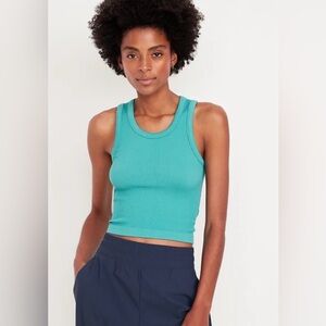 Old Navy Turquoise Ribbed Exhale Seamless Tank Top